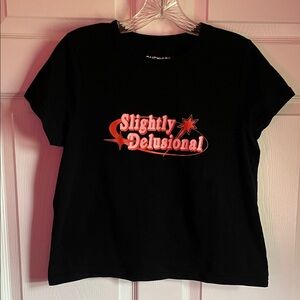 SOLD Slightly Delusional Black Crop Top